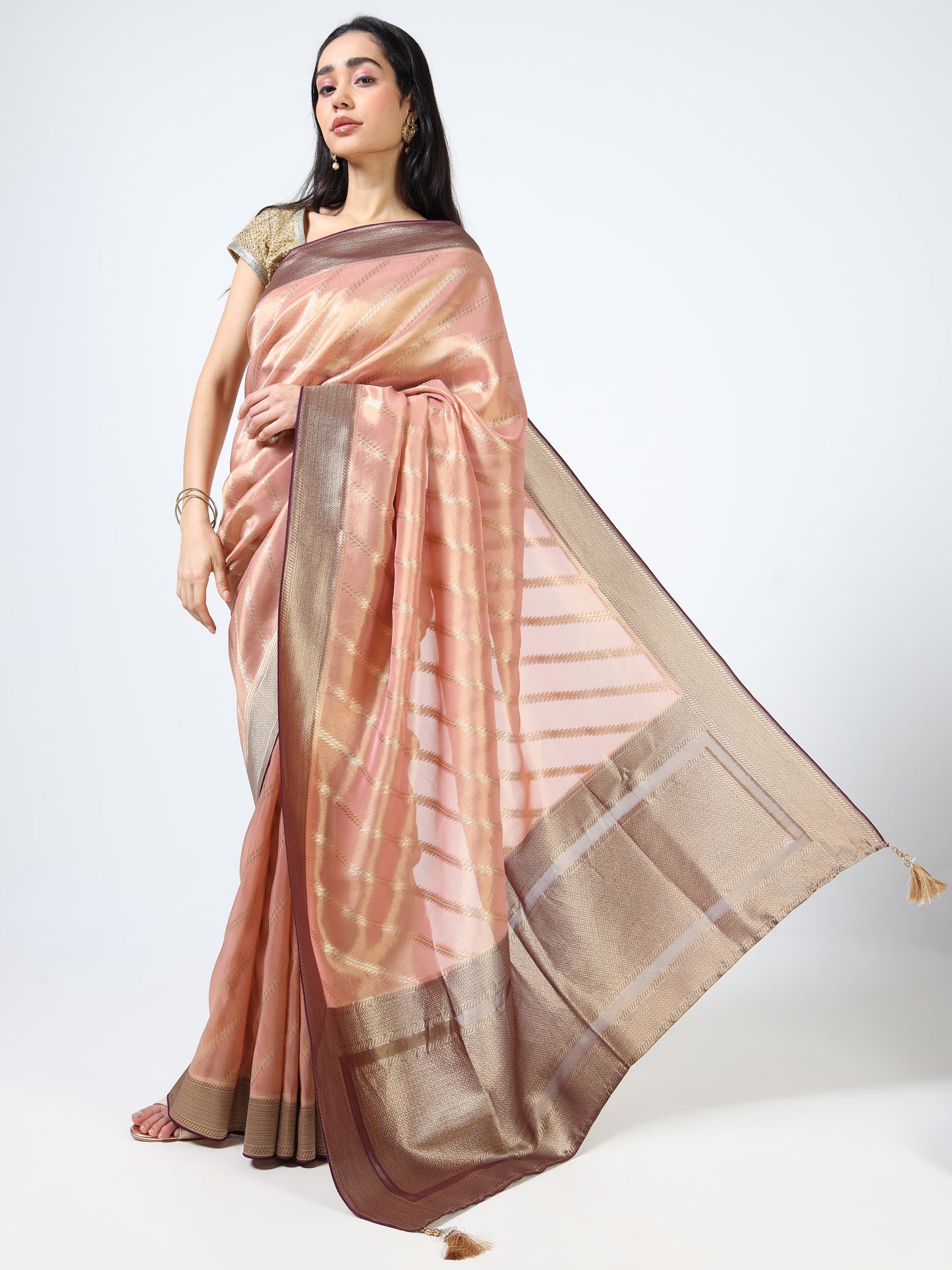 Kanjivaram Tissue silk with clamp dye