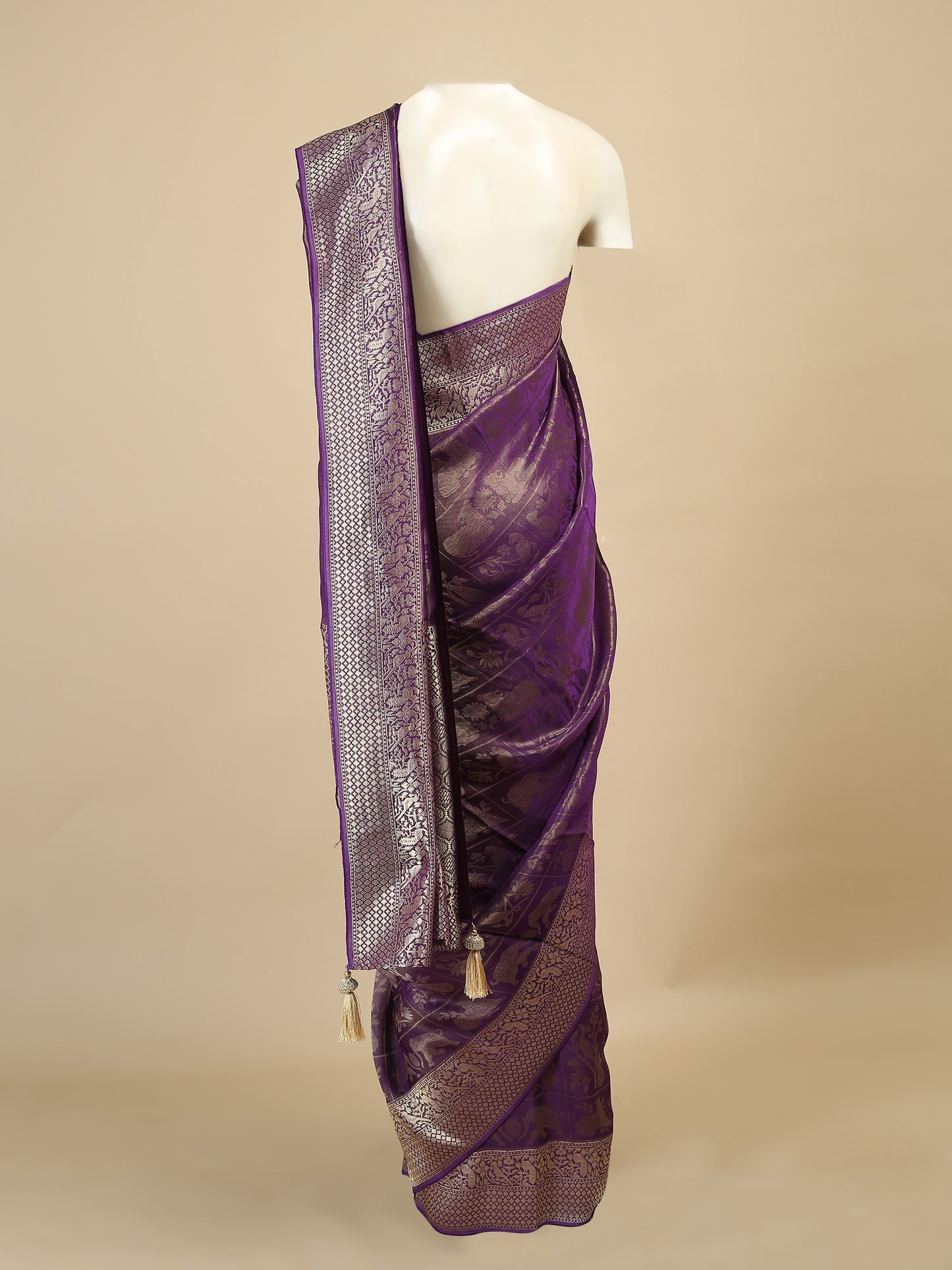 Banarasi Kanivaram Tissue silk with Pichwai Bird animal weaving