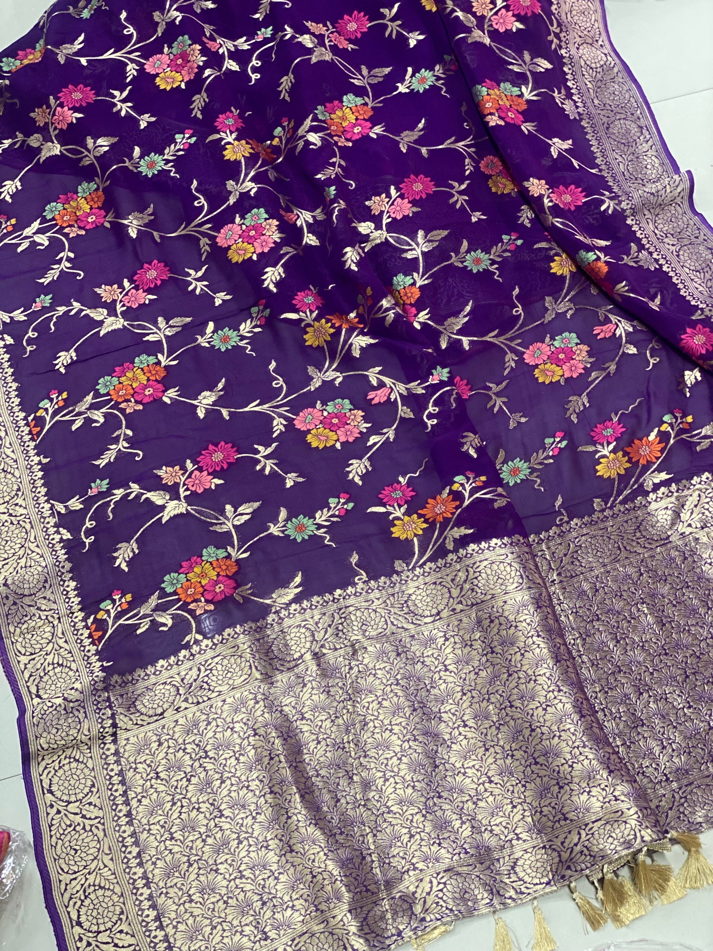 Banarasi khaddi Meena Jaal Work Saree
