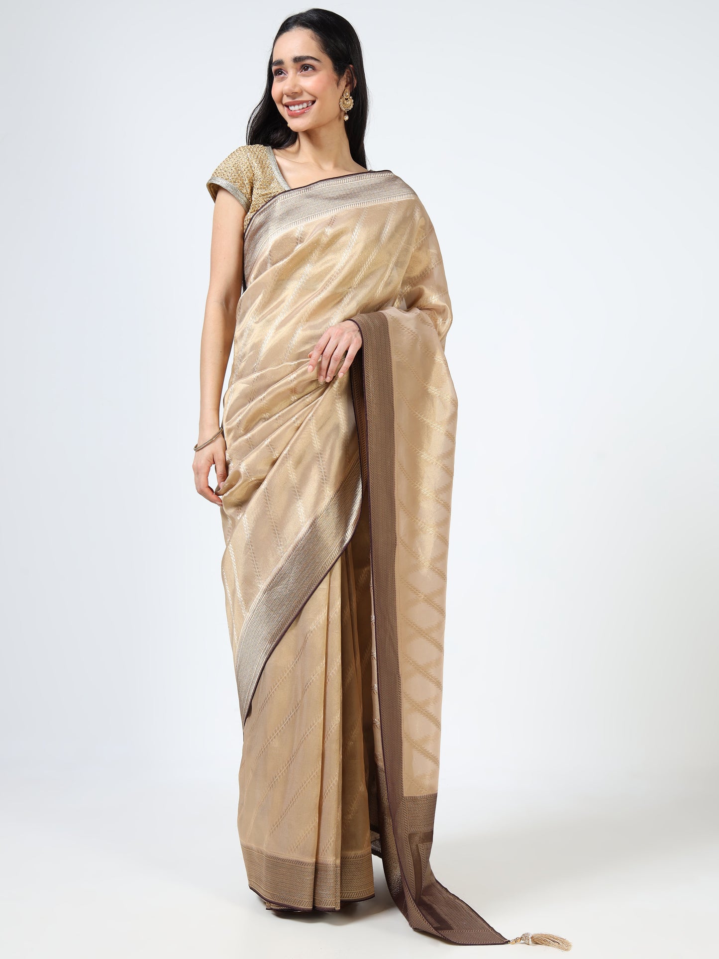 Kanjivaram Tissue silk with clamp dye
