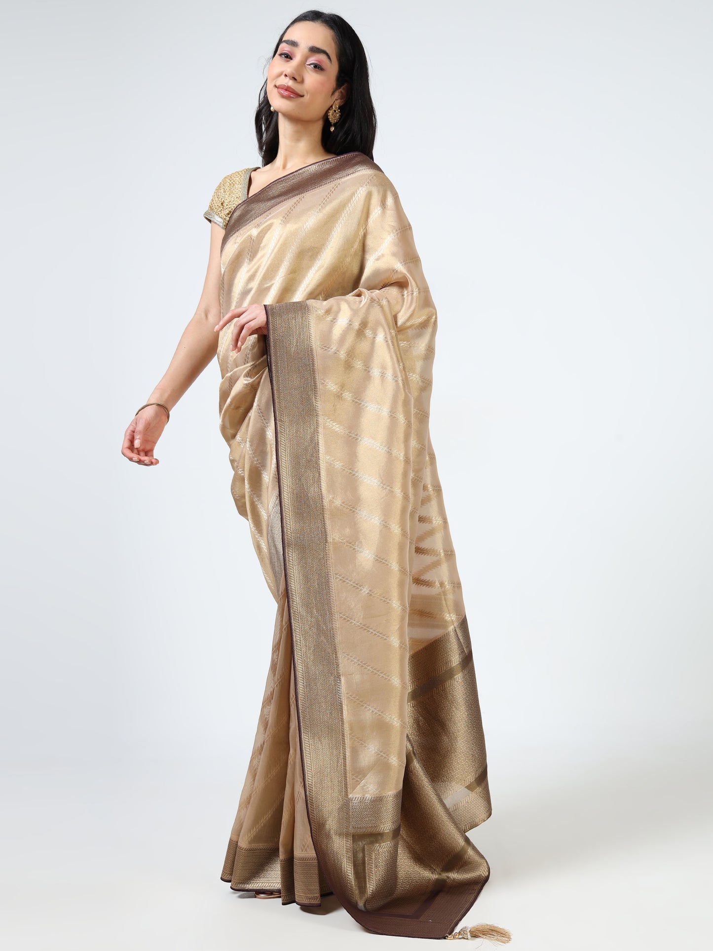 Kanjivaram Tissue silk with clamp dye