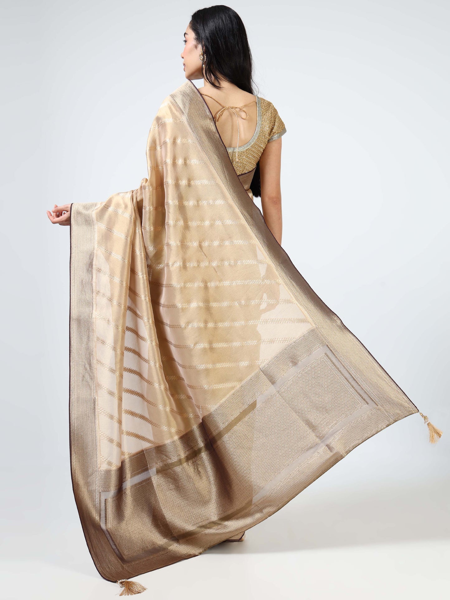 Kanjivaram Tissue silk with clamp dye