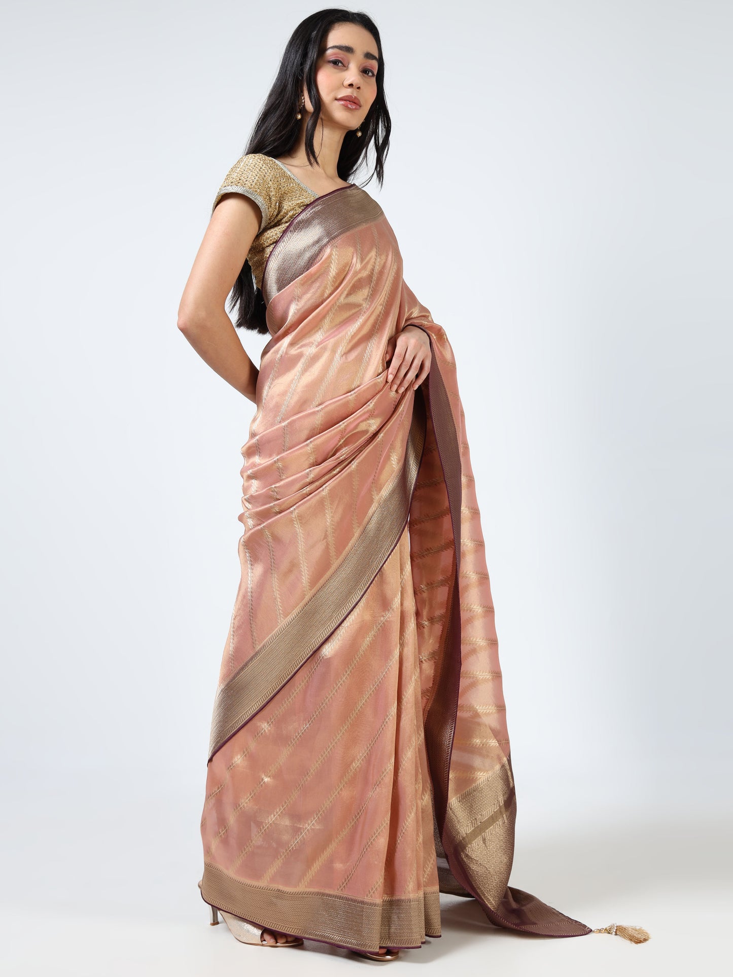 Kanjivaram Tissue silk with clamp dye