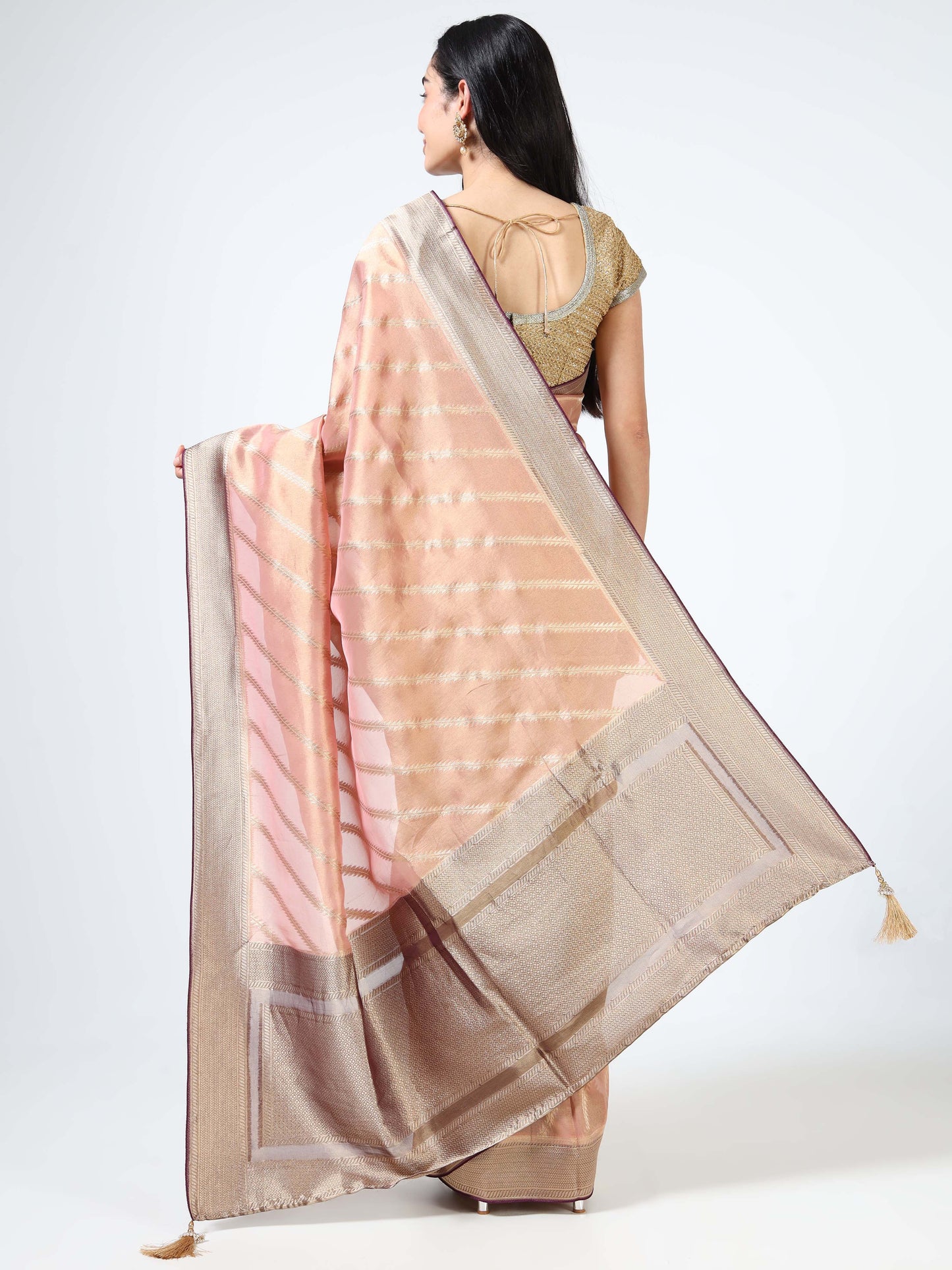 Kanjivaram Tissue silk with clamp dye