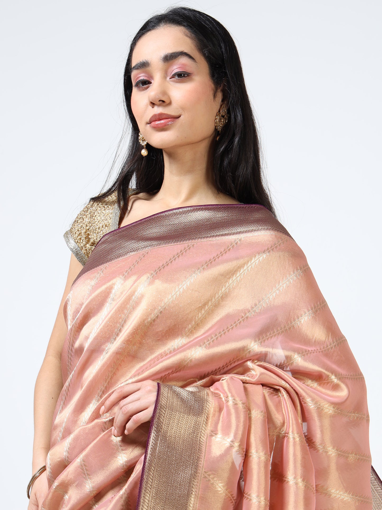 Kanjivaram Tissue silk with clamp dye