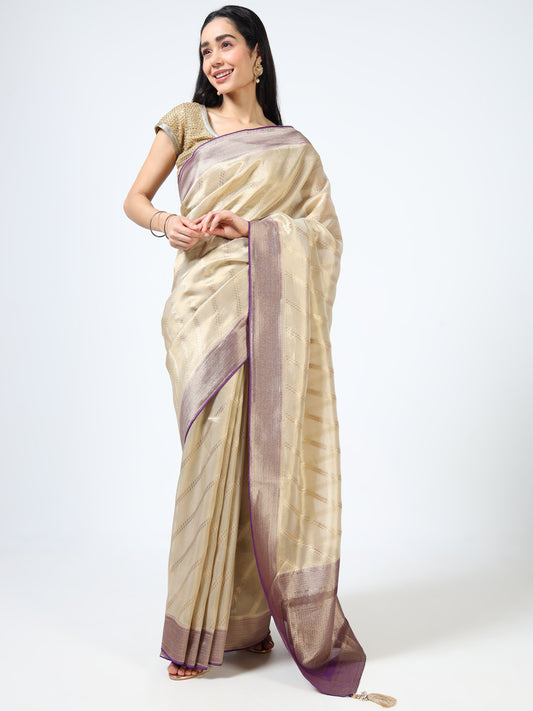 Kanjivaram Tissue silk with clamp dye