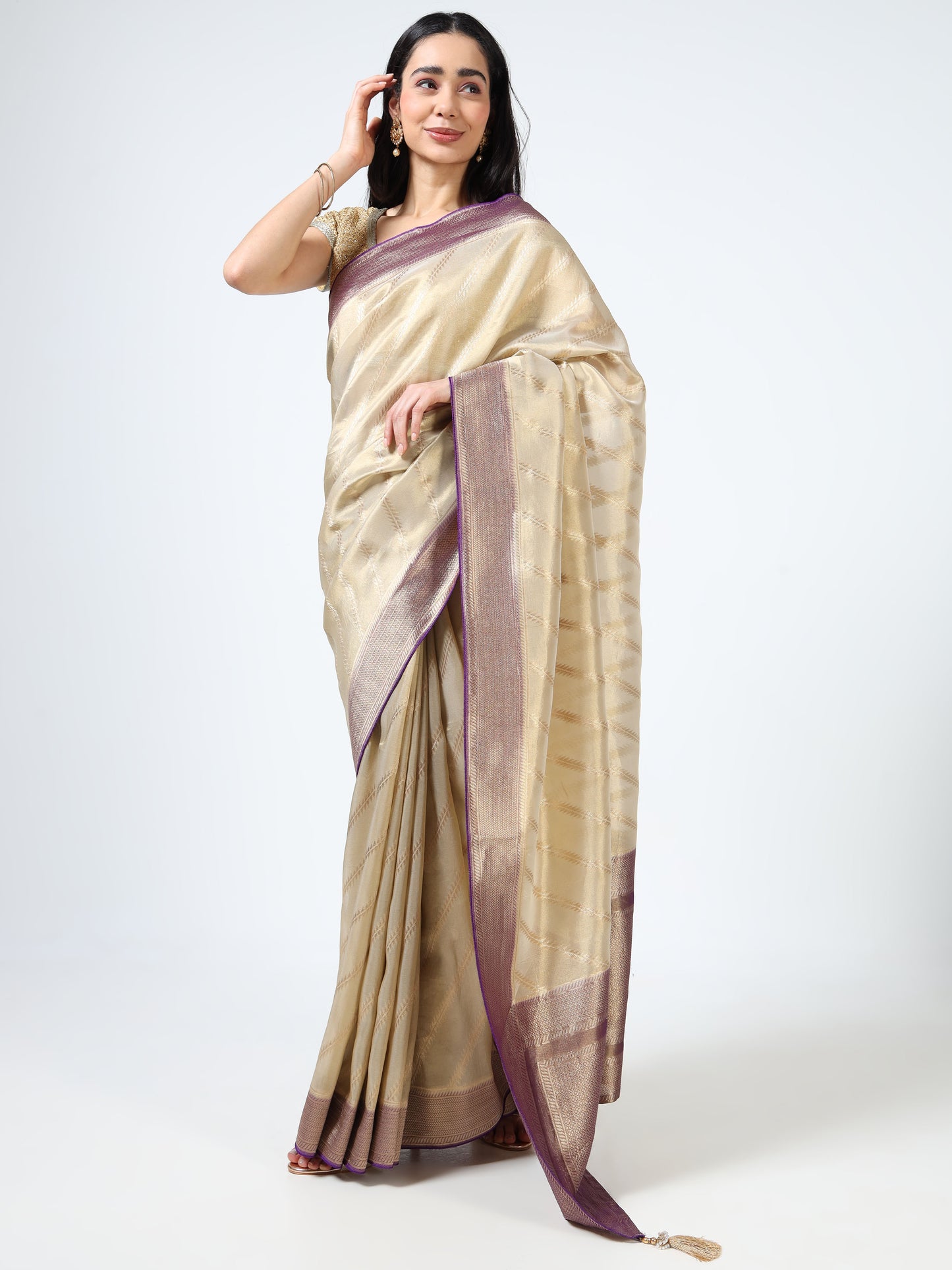 Kanjivaram Tissue silk with clamp dye