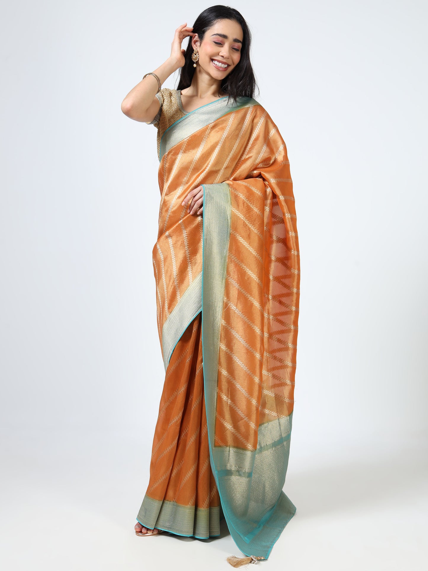 Kanjivaram Tissue silk with clamp dye