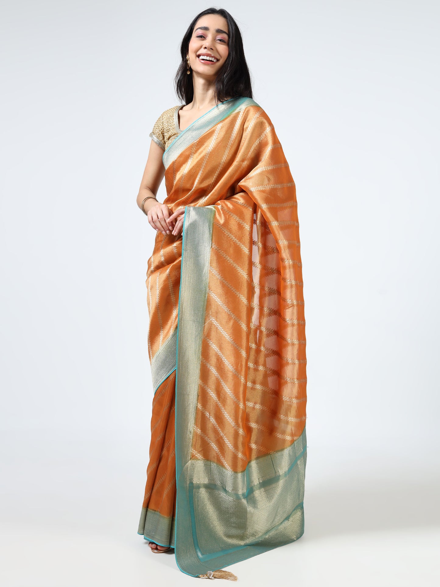 Kanjivaram Tissue silk with clamp dye
