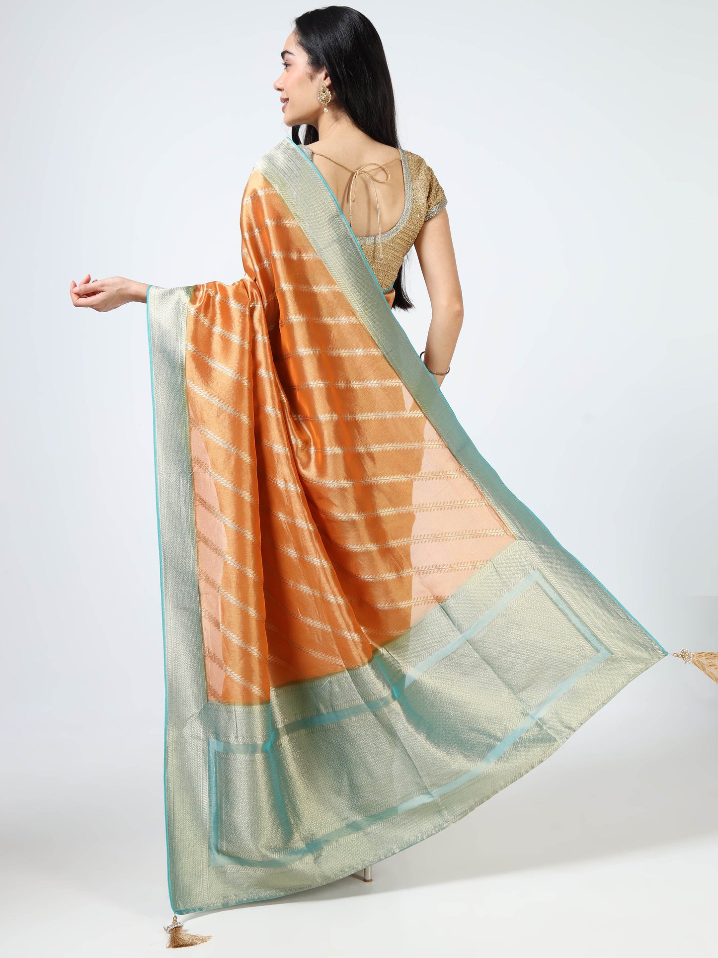 Kanjivaram Tissue silk with clamp dye