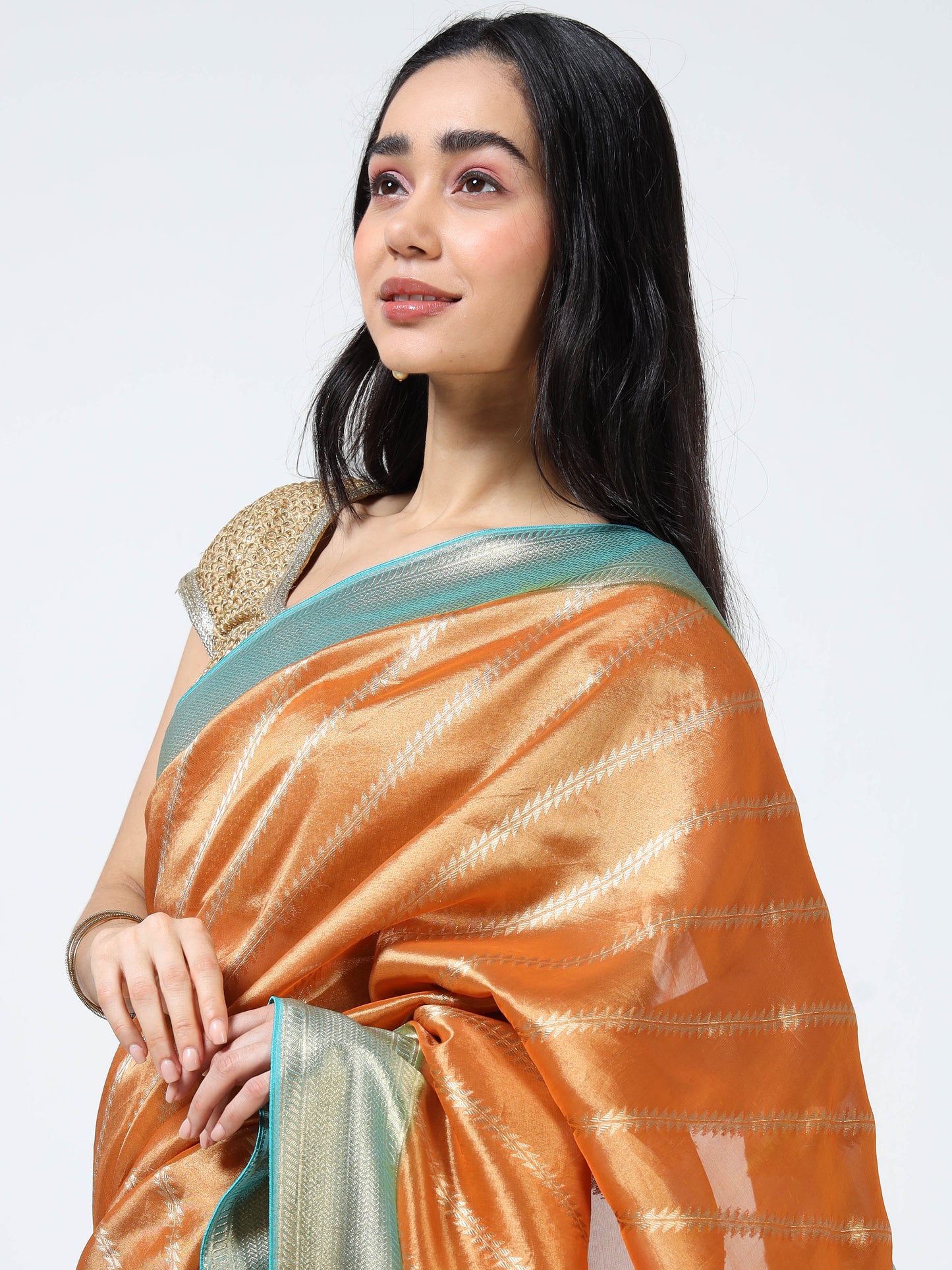 Kanjivaram Tissue silk with clamp dye