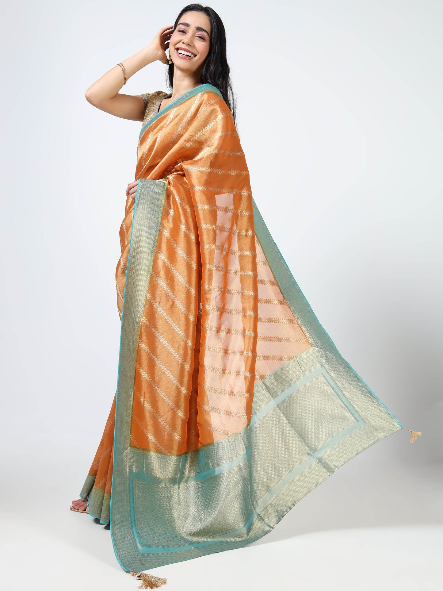 Kanjivaram Tissue silk with clamp dye