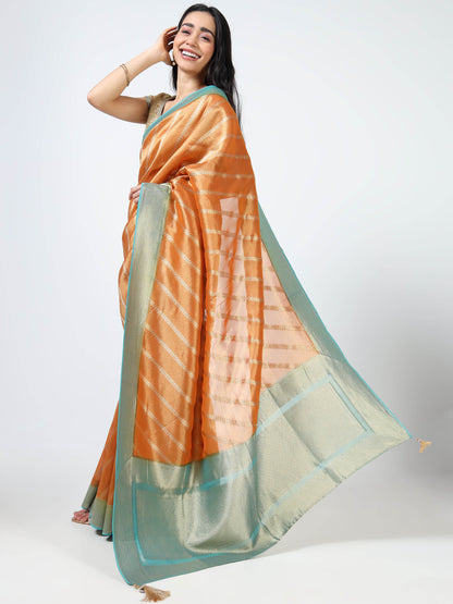 Kanjivaram Tissue silk with clamp dye
