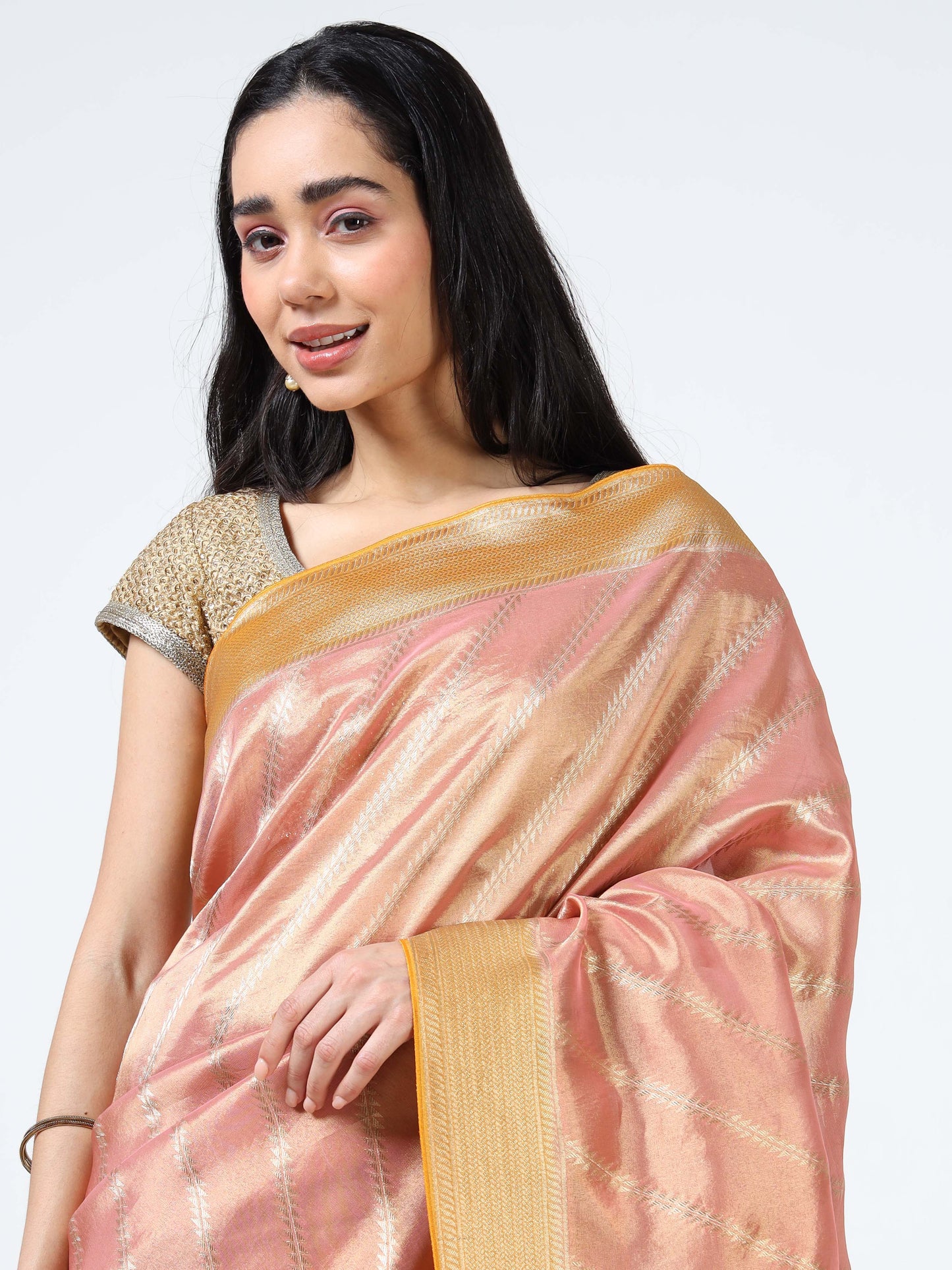 Kanjivaram Tissue silk with clamp dye