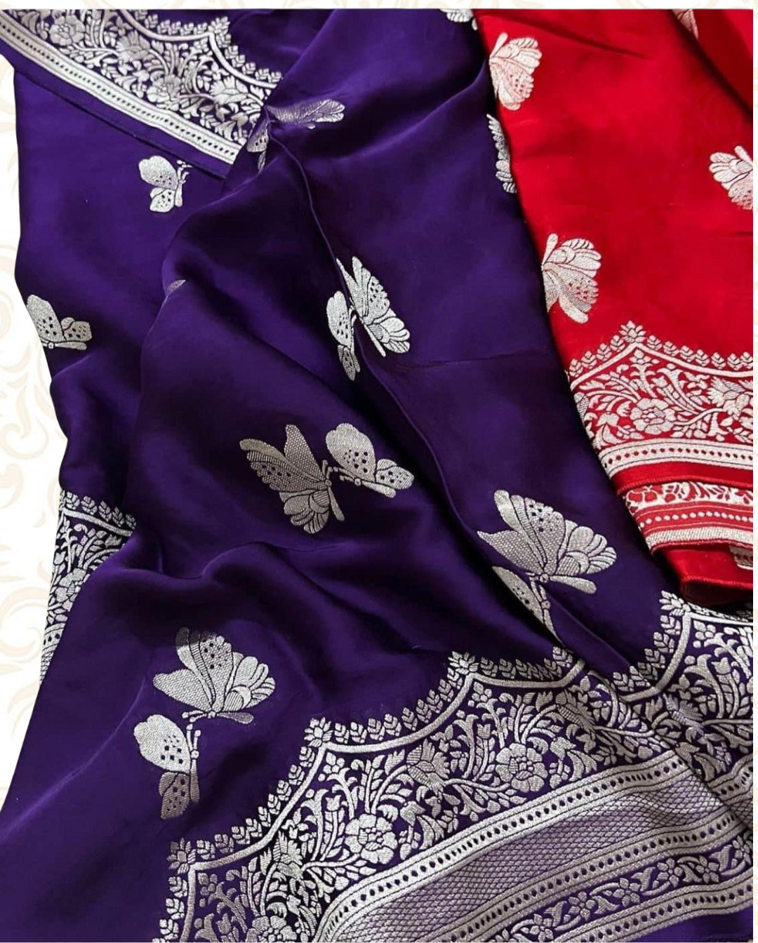 Satin Silk Saree Butterfly Print