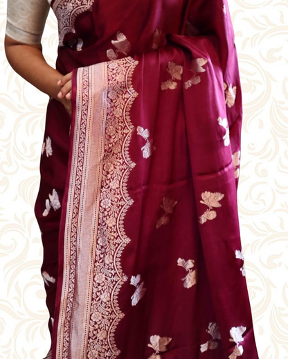 Satin Silk Saree Butterfly Print