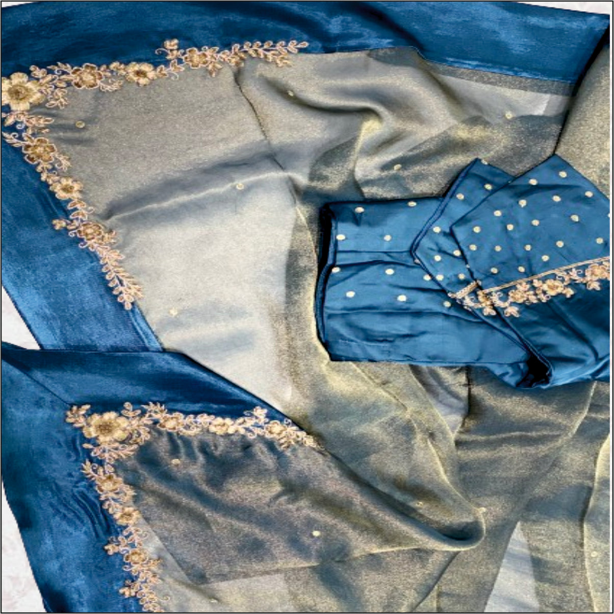 Handloom Tissue Silk Saree with handwork