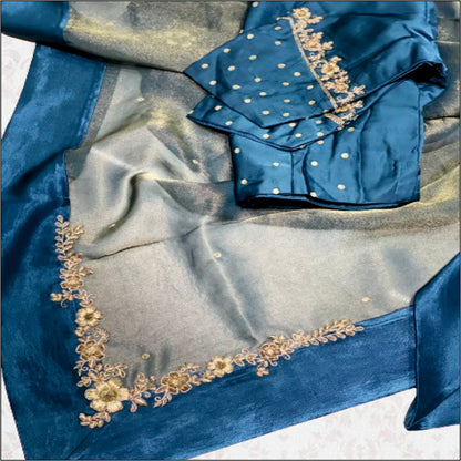 Handloom Tissue Silk Saree with handwork