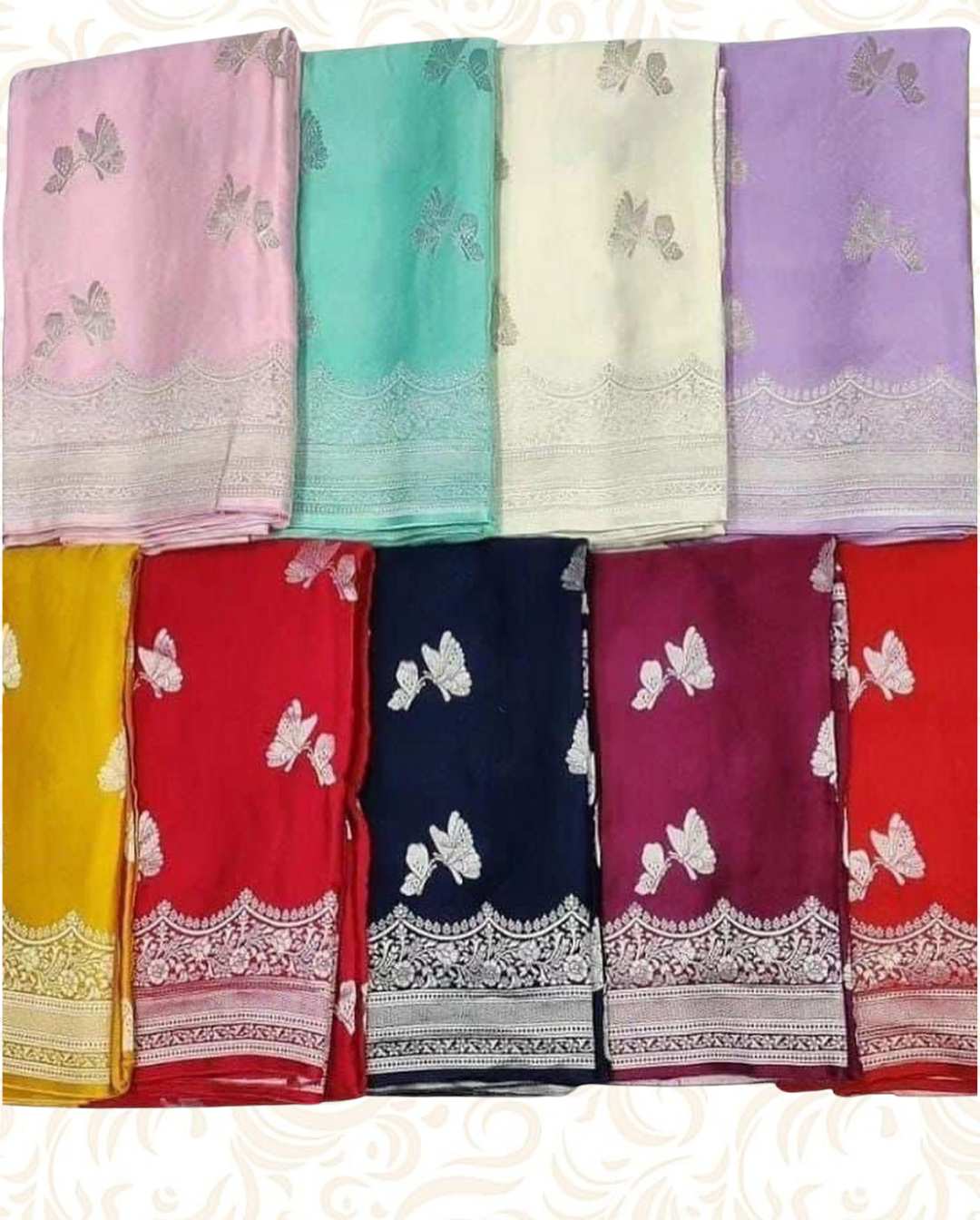 Satin Silk Saree Butterfly Print