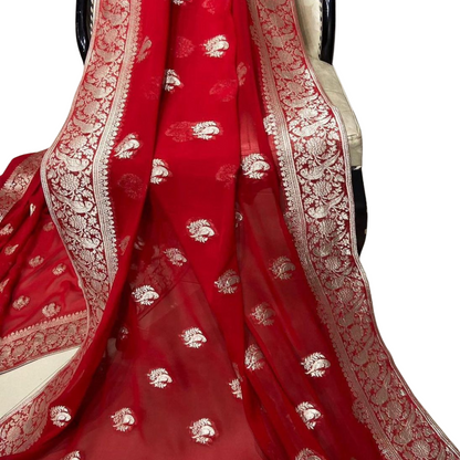 Banarasi Khaddi Georgette Saree Bird Weaving