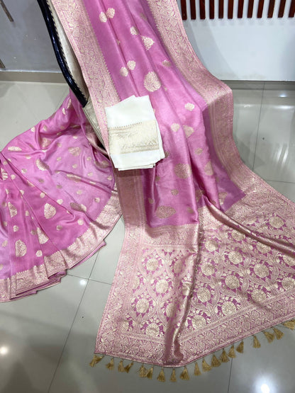 PURE MUNGA SILK CONTRAST BLOUSE WITH LEAF MOTIF RICH PALLU