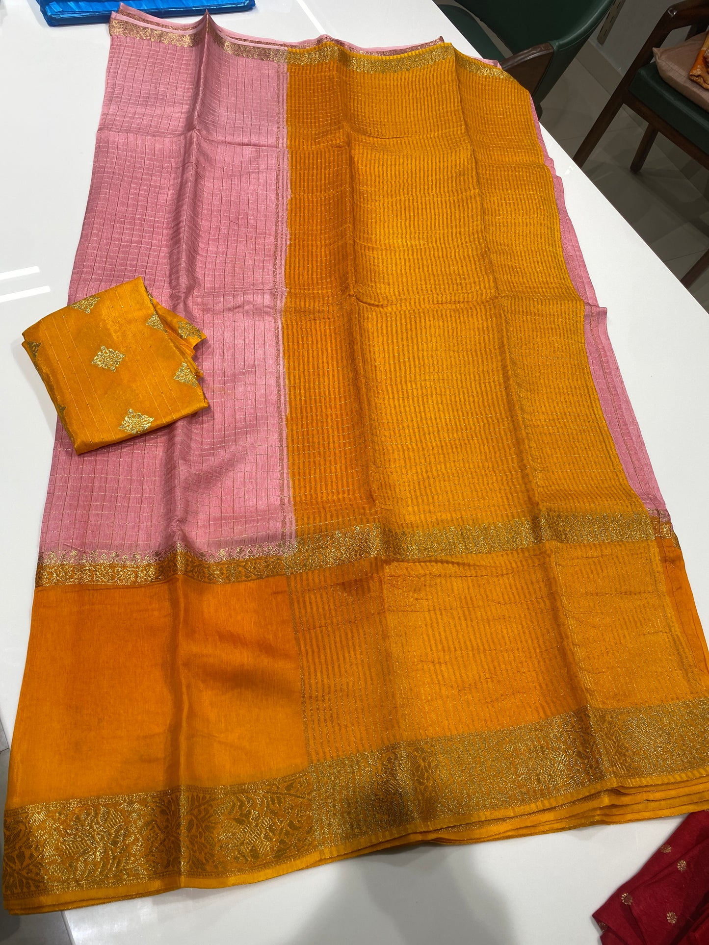 Munga silk with checks weaving