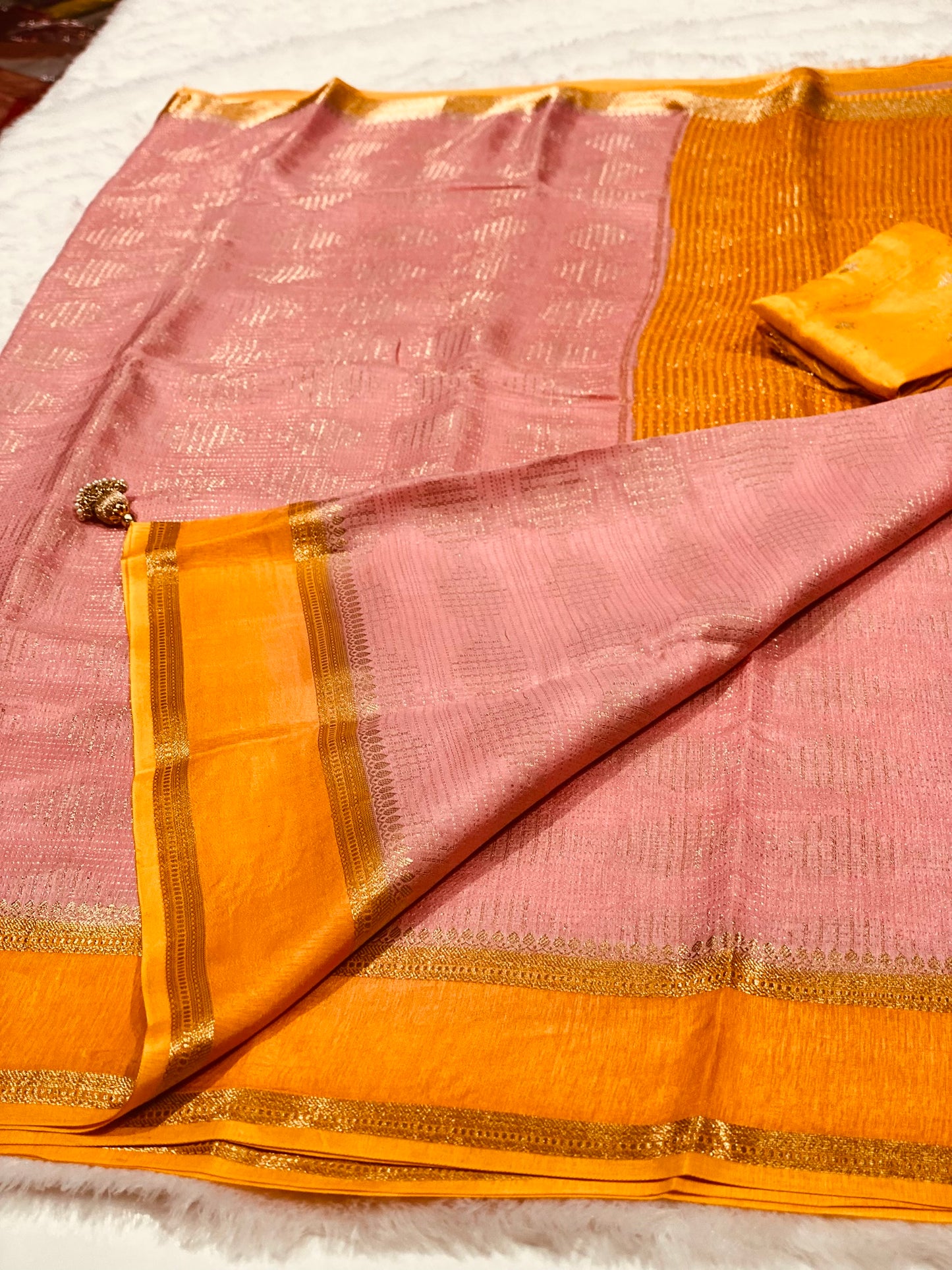 Sunset Glow Munga Silk Saree