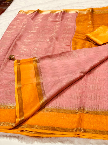Sunset Glow Munga Silk Saree