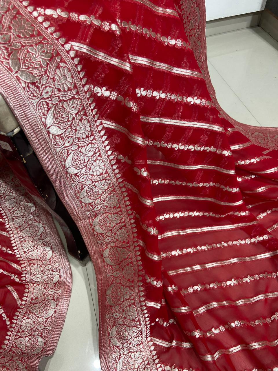 BANARASI KHADDI GORGETTE HANDLOOM ELEGANT BORDER PALLU