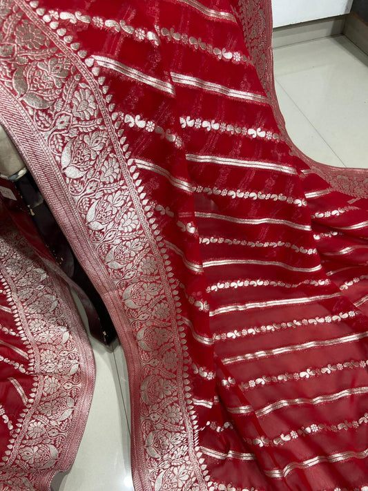 BANARASI KHADDI GORGETTE HANDLOOM ELEGANT BORDER PALLU