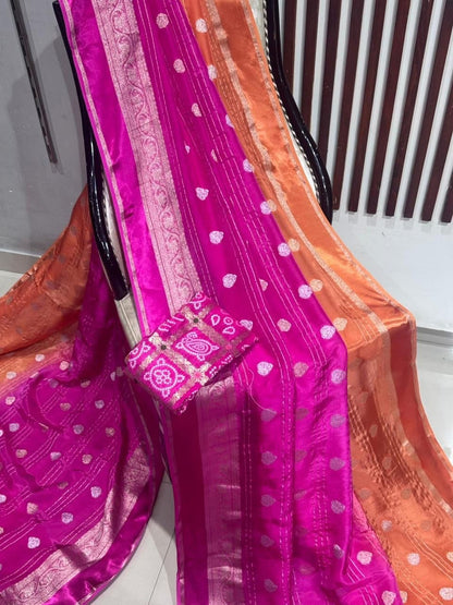 Habutai silk with satin border badhani blouse