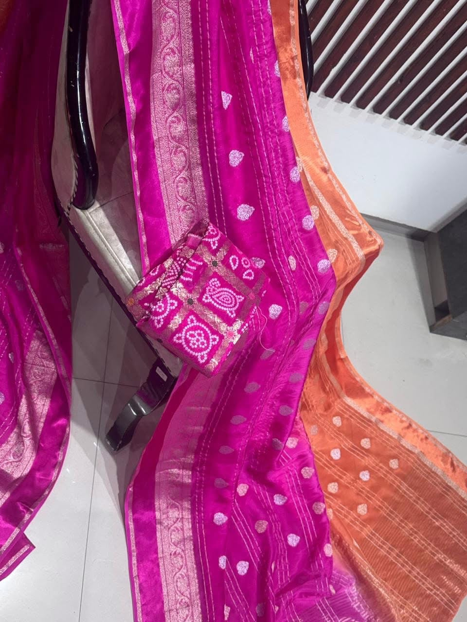 Habutai silk with satin border badhani blouse