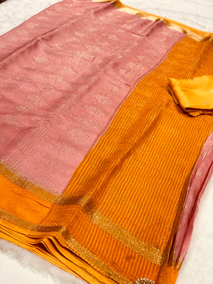 Sunset Glow Munga Silk Saree