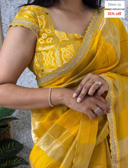 Kora Tissue silk with Sabyasachi Border