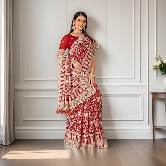 Parsi Gara Pure Georgette Saree