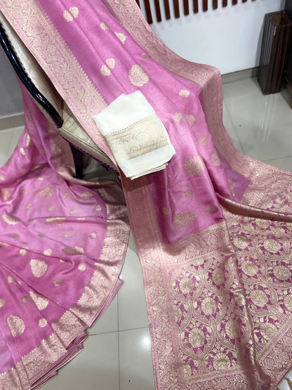 PURE MUNGA SILK CONTRAST BLOUSE WITH LEAF MOTIF RICH PALLU