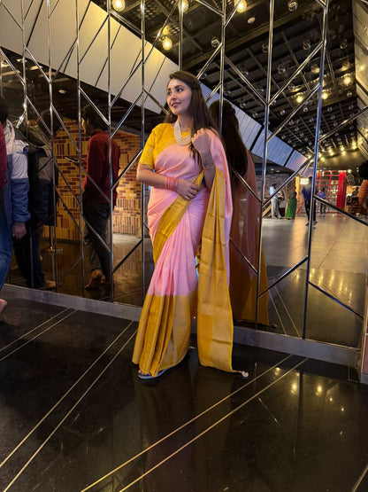 Royal Pure Munga Silk Saree with Banarasi Broad Border & Rich Pallu
