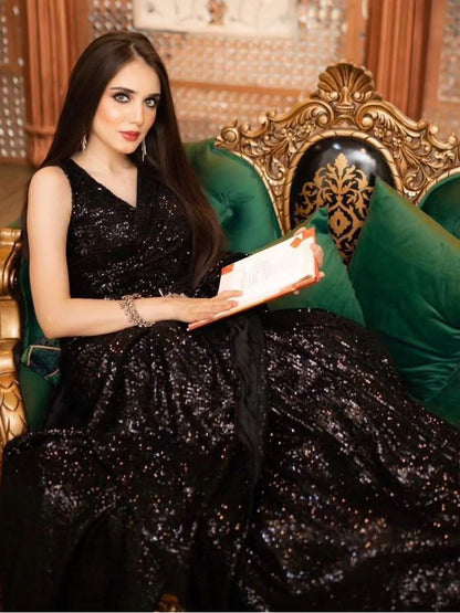 Midnight Glamour: Black Sequin Evening Gown