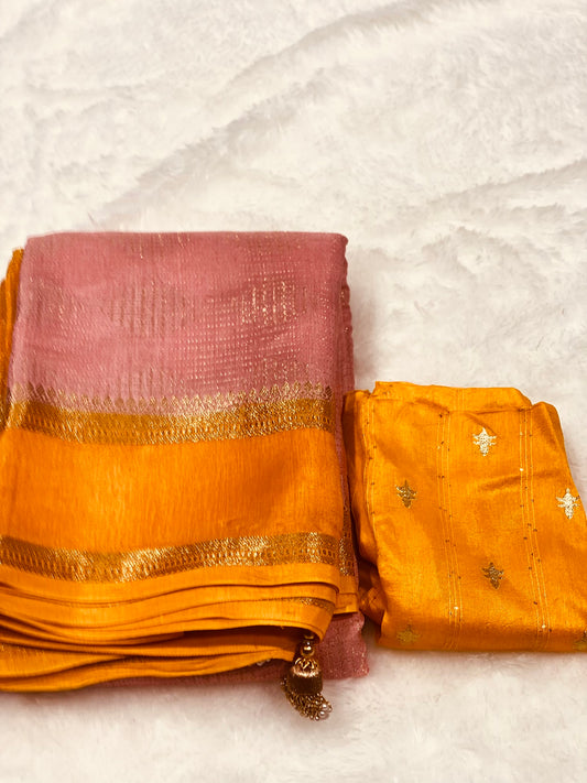 Sunset Glow Munga Silk Saree