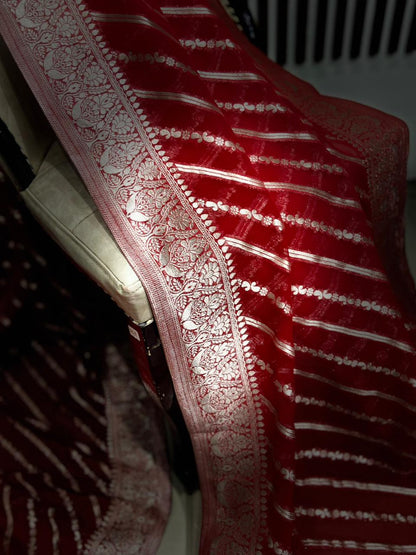 BANARASI KHADDI GORGETTE HANDLOOM ELEGANT BORDER PALLU