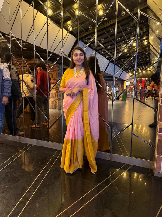 Royal Pure Munga Silk Saree with Banarasi Broad Border & Rich Pallu