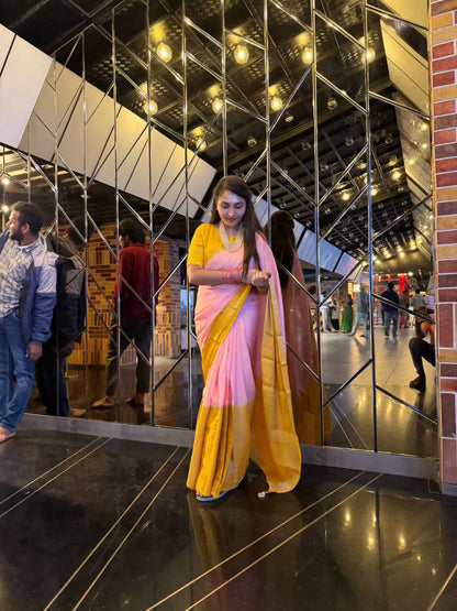 Royal Pure Munga Silk Saree with Banarasi Broad Border & Rich Pallu