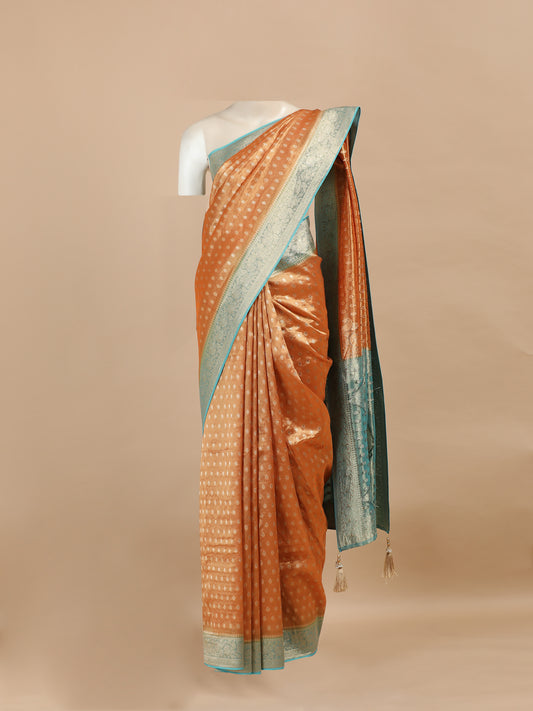 Banarasi Kanivaram Tissue silk with small motif all over - contrast pallu border and contrast pallu blouse