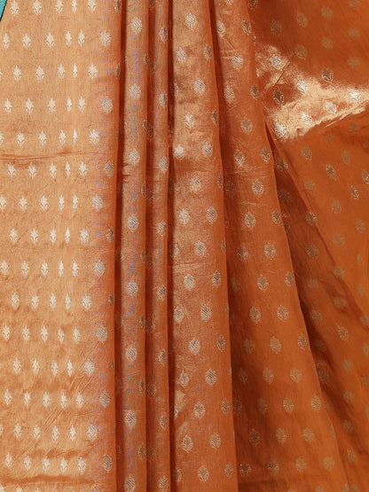 Banarasi Kanivaram Tissue silk with small motif all over - contrast pallu border and contrast pallu blouse