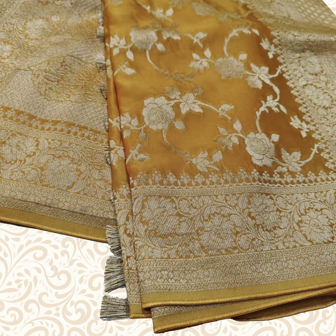 Organza Satin Silk Saree All Over Jaal Work