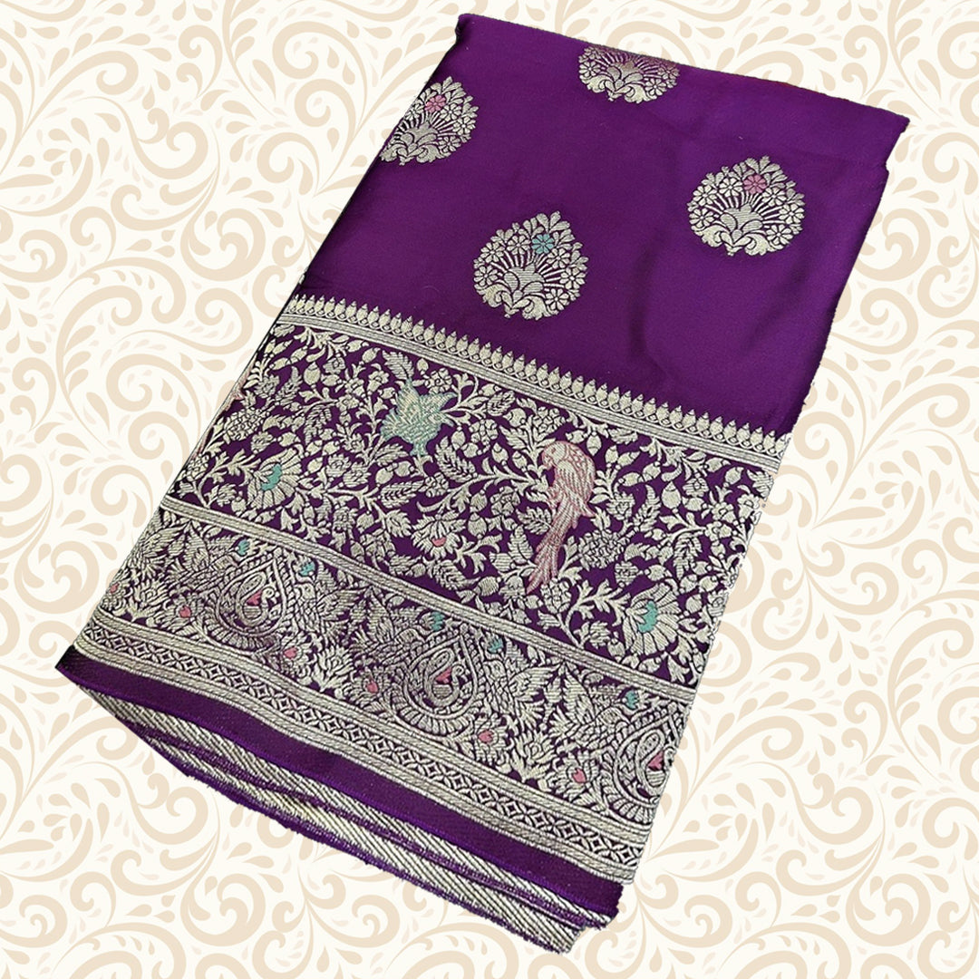 Satin Silk Saree with Meena Butta