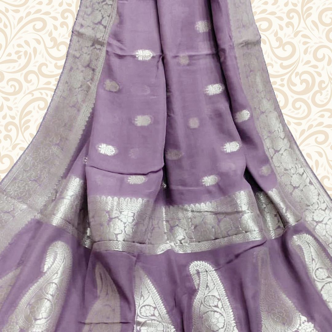 Banarasi Khaddi Georgette Saree - Purple