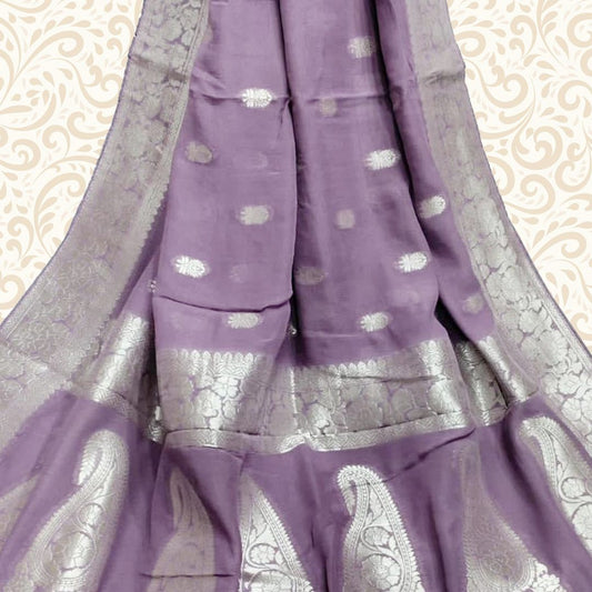 Banarasi Khaddi Georgette Saree - Purple