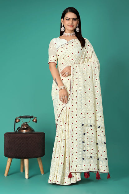 Chikankari Pure Georgette Saree