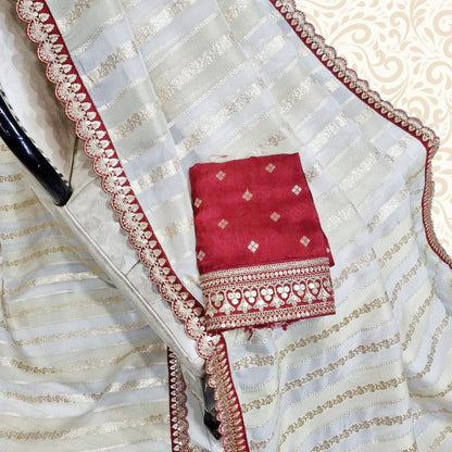 Tissue Silk Saree with Scallop Border